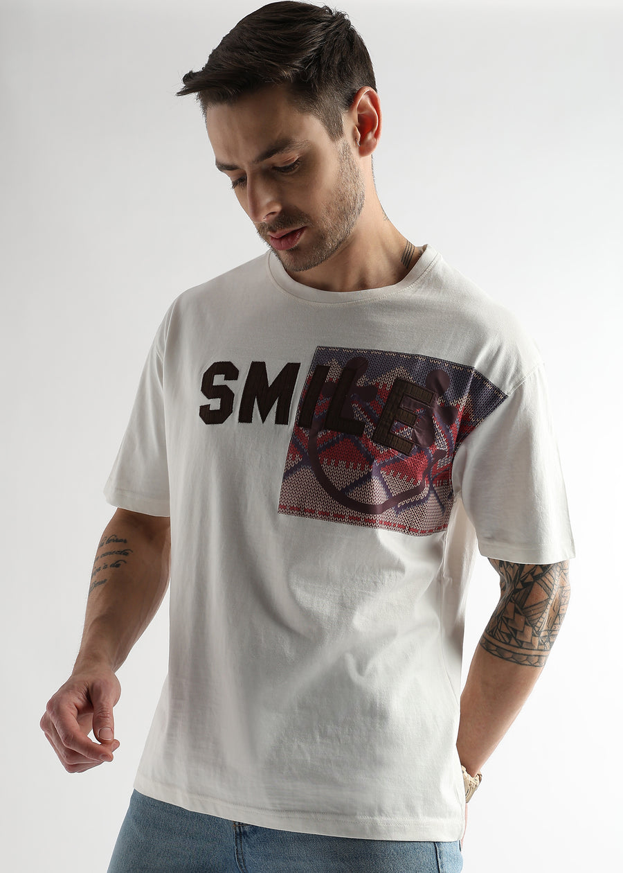 Star White Smile Graphic Oversized