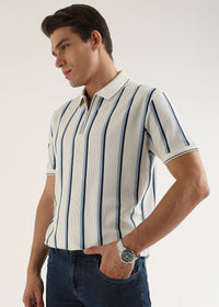 Steel Blue Cortéz Knit Half Zip Polo T-Shirt
