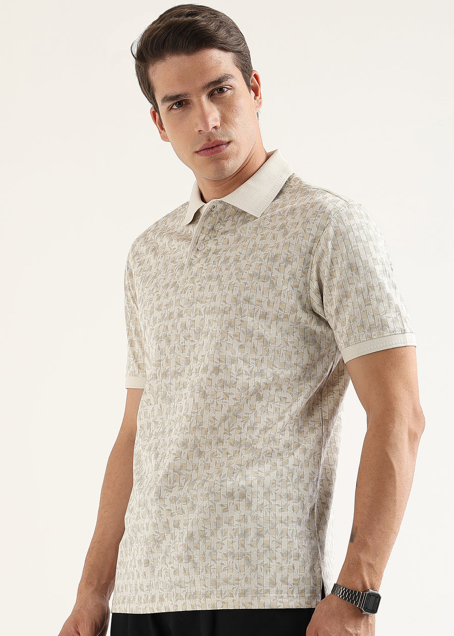Ecru Sage Sorrento Mercerised Polo T-Shirt
