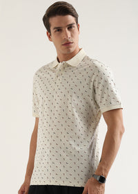 Ivory Crest Pattern Polo T-Shirt
