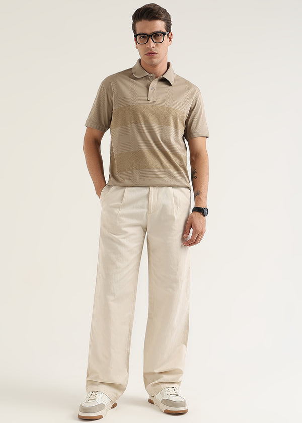 Mocha Brown Meridian Geometric Polo T-Shirt
