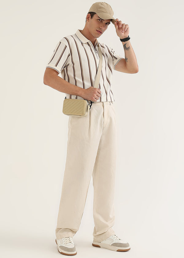 Espresso Brown Cortéz Knit Half Zip Polo T-Shirt