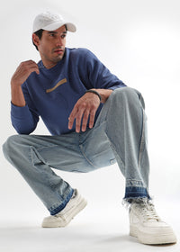 Nature Symphony  Embroided Med Blue Sweatshirt