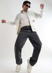 Awesome Printed White-Gray Blend Zipper