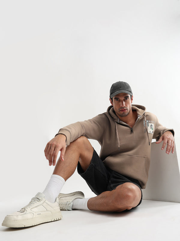 Embrace Biscuit Brown Zip-Top Cotton Hoodie