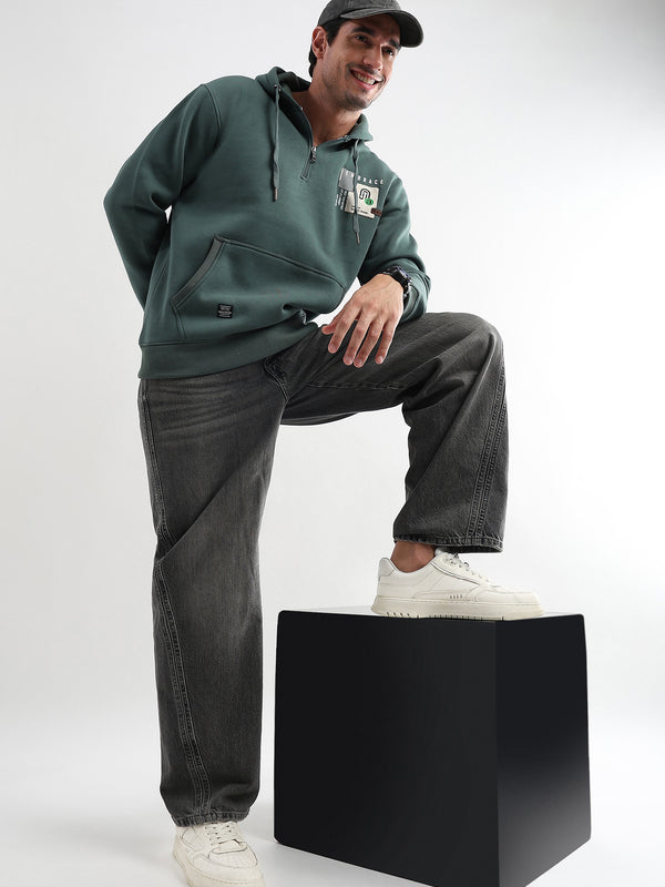 Embrace Treking Green Zip-Top Cotton Hoodie