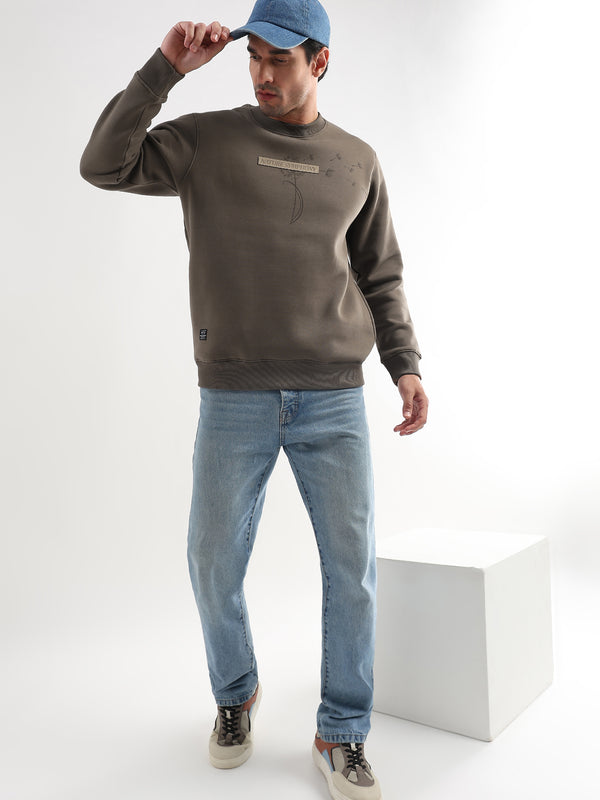 Nature Symphony Biscuit Brown Embroided Sweatshirt