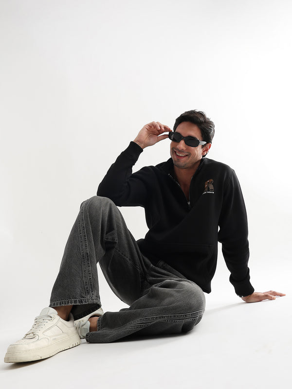 Mars Jet Black Zip-Top Sweatshirt