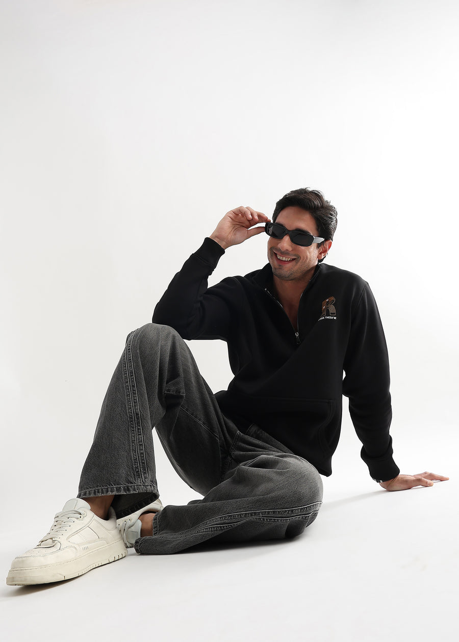 Mars Jet Black Zip-Top Sweatshirt