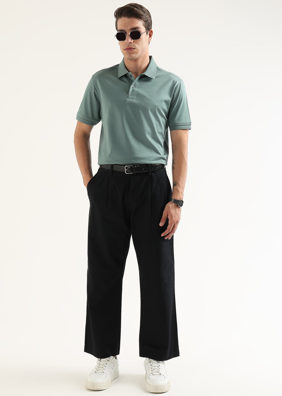 Glacier Sage Mercerised Cotton Polo T-Shirt