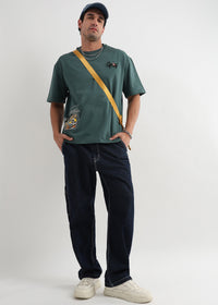 Treking Green Chaos Print Oversized T-Shirt