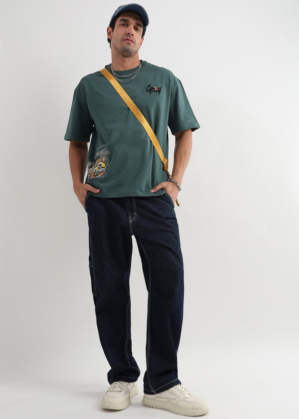 Treking Green Chaos Print Oversized T-Shirt