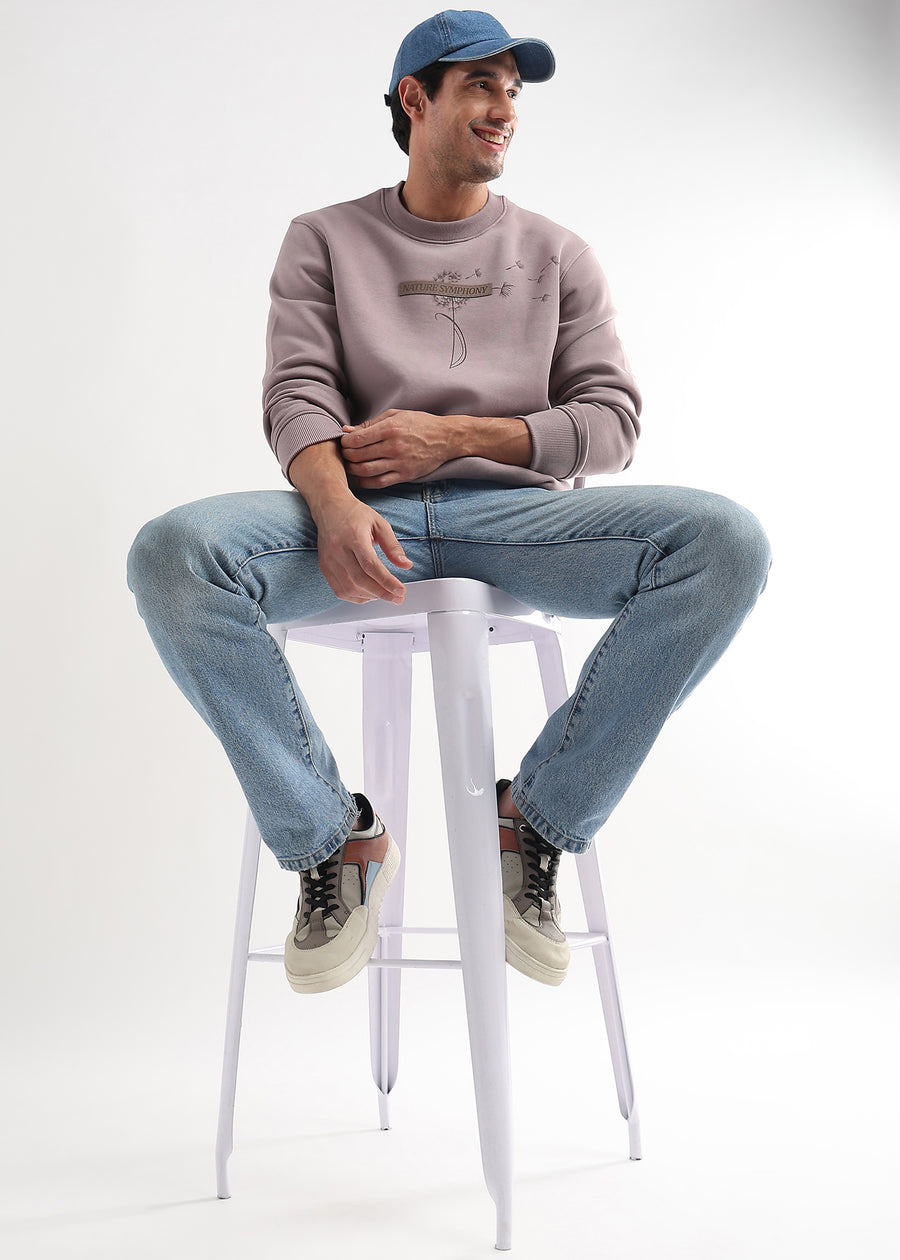 Nature Symphony Dusty Pink Embroided Sweatshirt