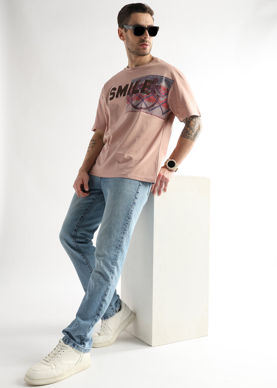 Pastel Rose Smile Graphic Oversized