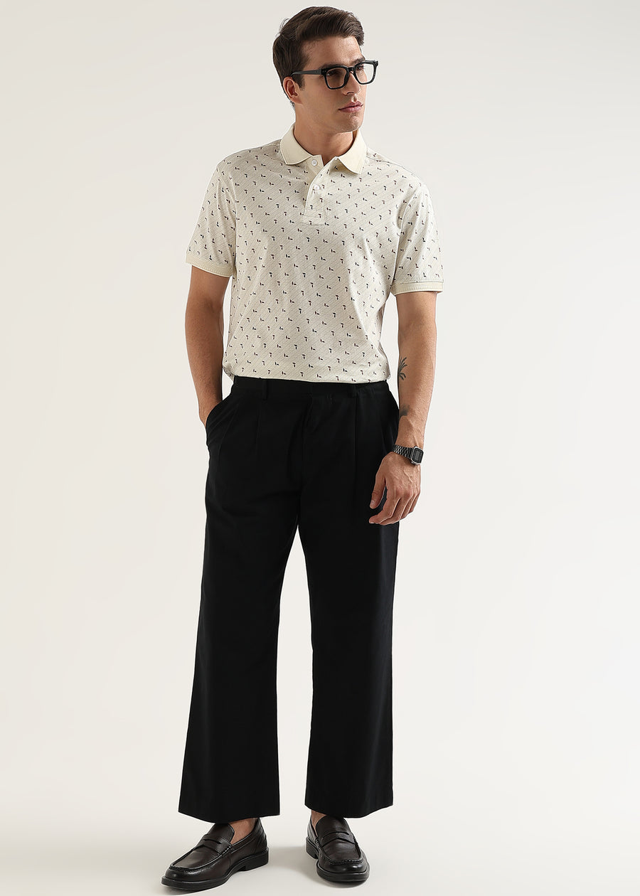 Ivory Crest Pattern Polo T-Shirt