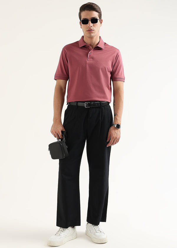 Berry Taupe Mercerised Cotton Polo T-Shirt