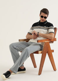 Pebble Black Harlow Stripe Knit Polo T-Shirt