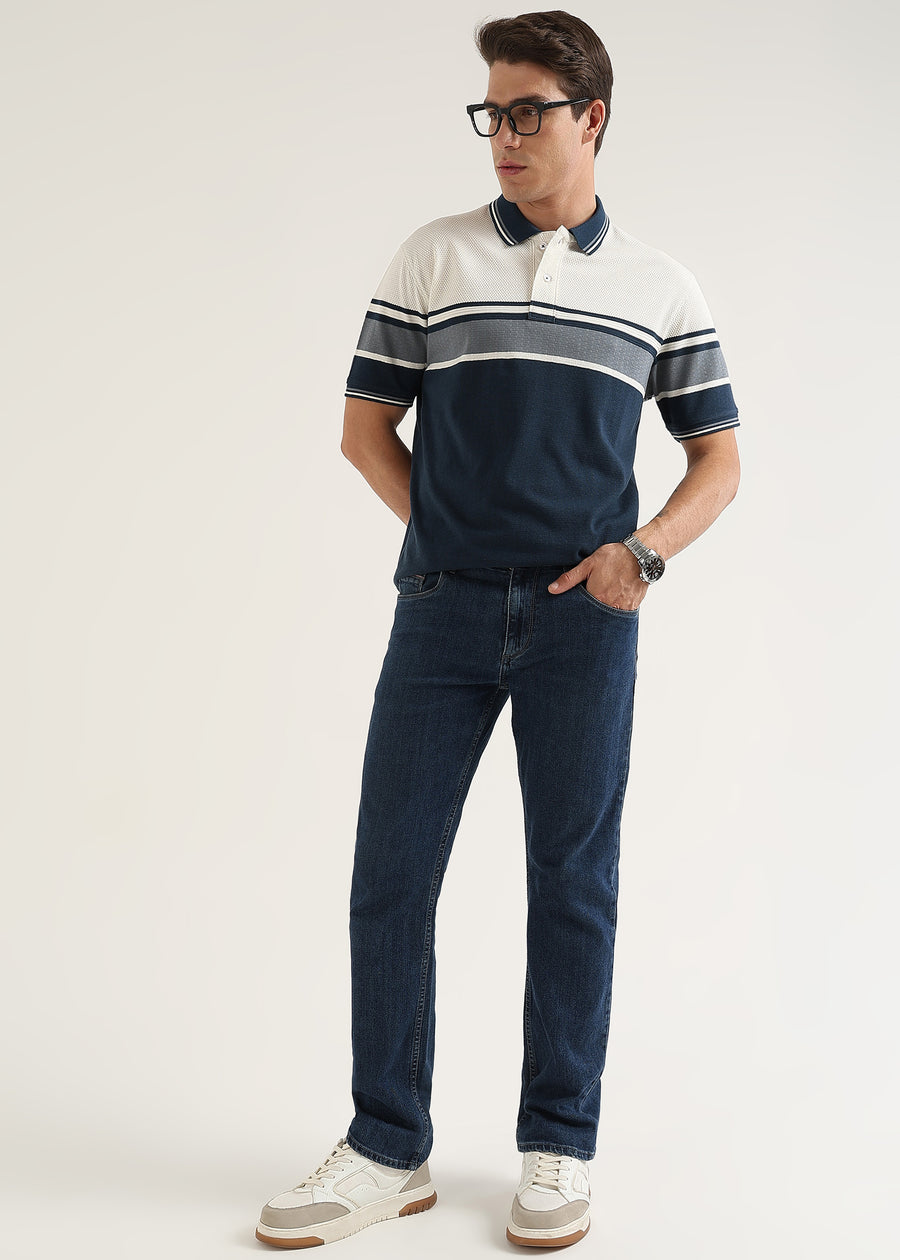 Coastal Navy Structured Polo T-Shirt