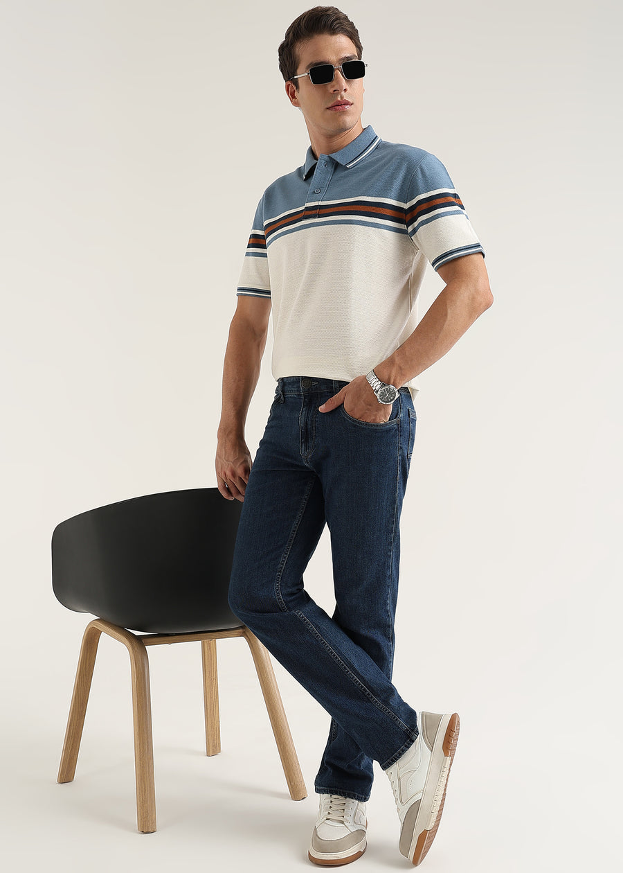 Harbour Blue Harlow Stripe Knit Polo T-Shirt