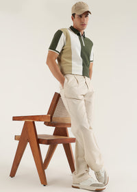 Olive Half-Zip Structured Polo T-Shirt