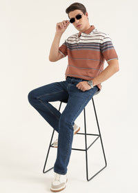 Rust Clay Heritage Striped Polo T-Shirt