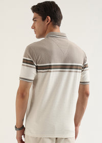 Truffle Beige Harlow Stripe Knit Polo T-Shirt