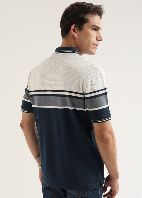 Coastal Navy Structured Polo T-Shirt