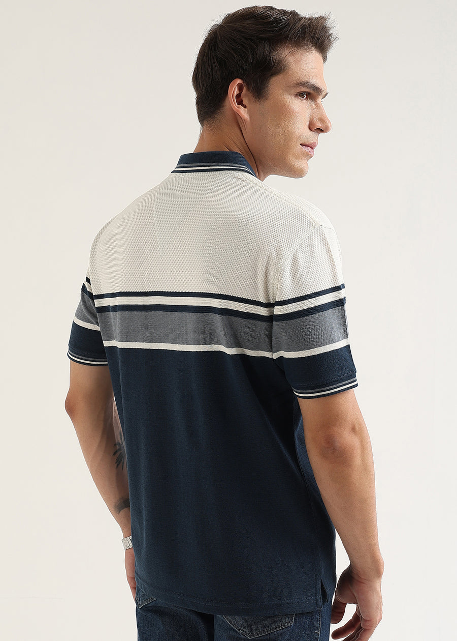 Coastal Navy Structured Polo T-Shirt