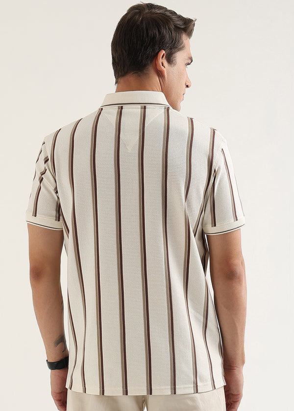 Espresso Brown Cortéz Knit Half Zip Polo T-Shirt