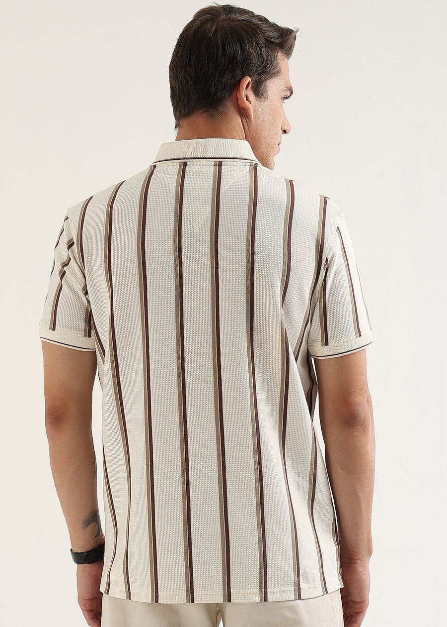 Espresso Brown Cortéz Knit Half Zip Polo T-Shirt