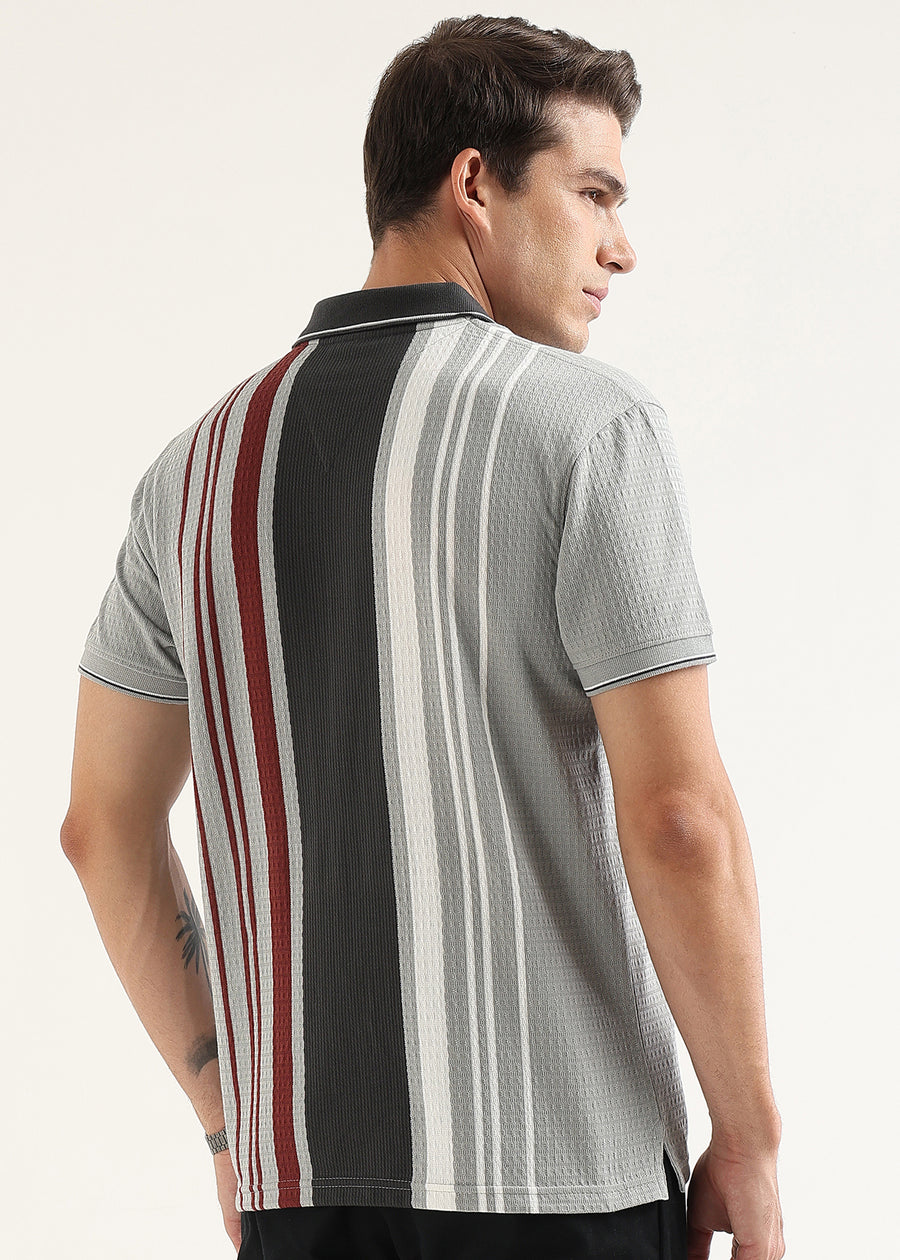 Graphite Rouge Lucente Half Zip Polo T-Shirt