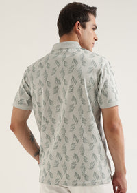 Ice Grey Maison Patterned Polo T-Shirt