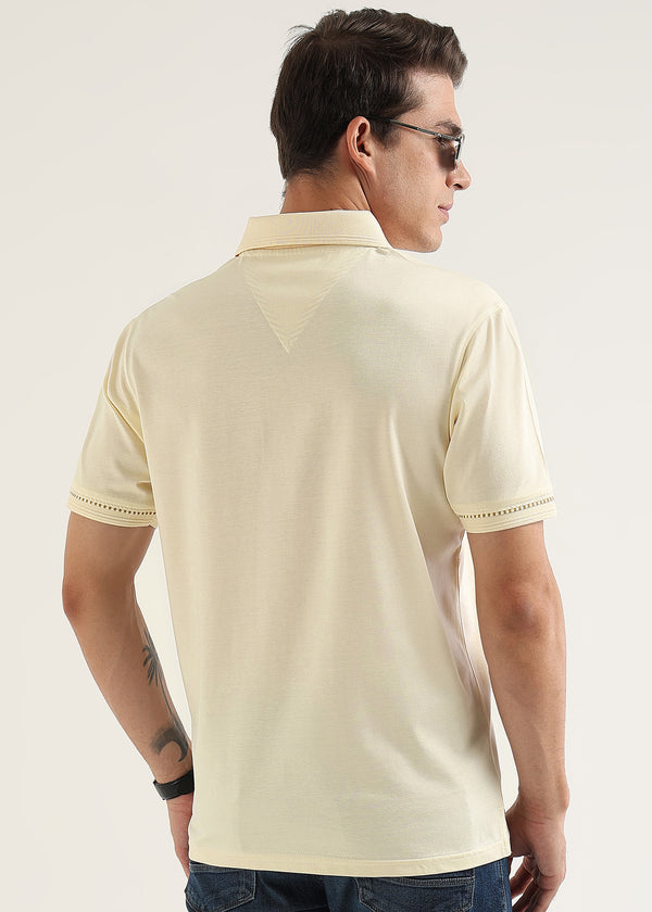 Afterglow Butter Mercerised Cotton Polo T-Shirt