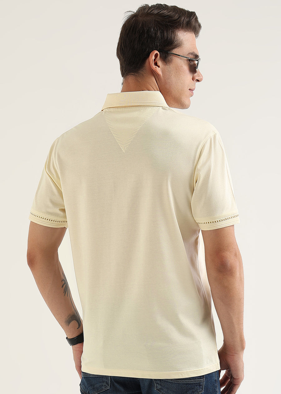 Afterglow Butter Mercerised Cotton Polo T-Shirt