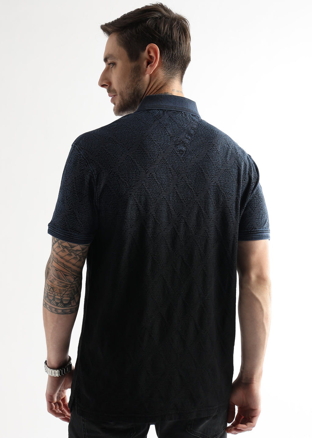 Chaos Black Heavy Textured Polo T-shirt