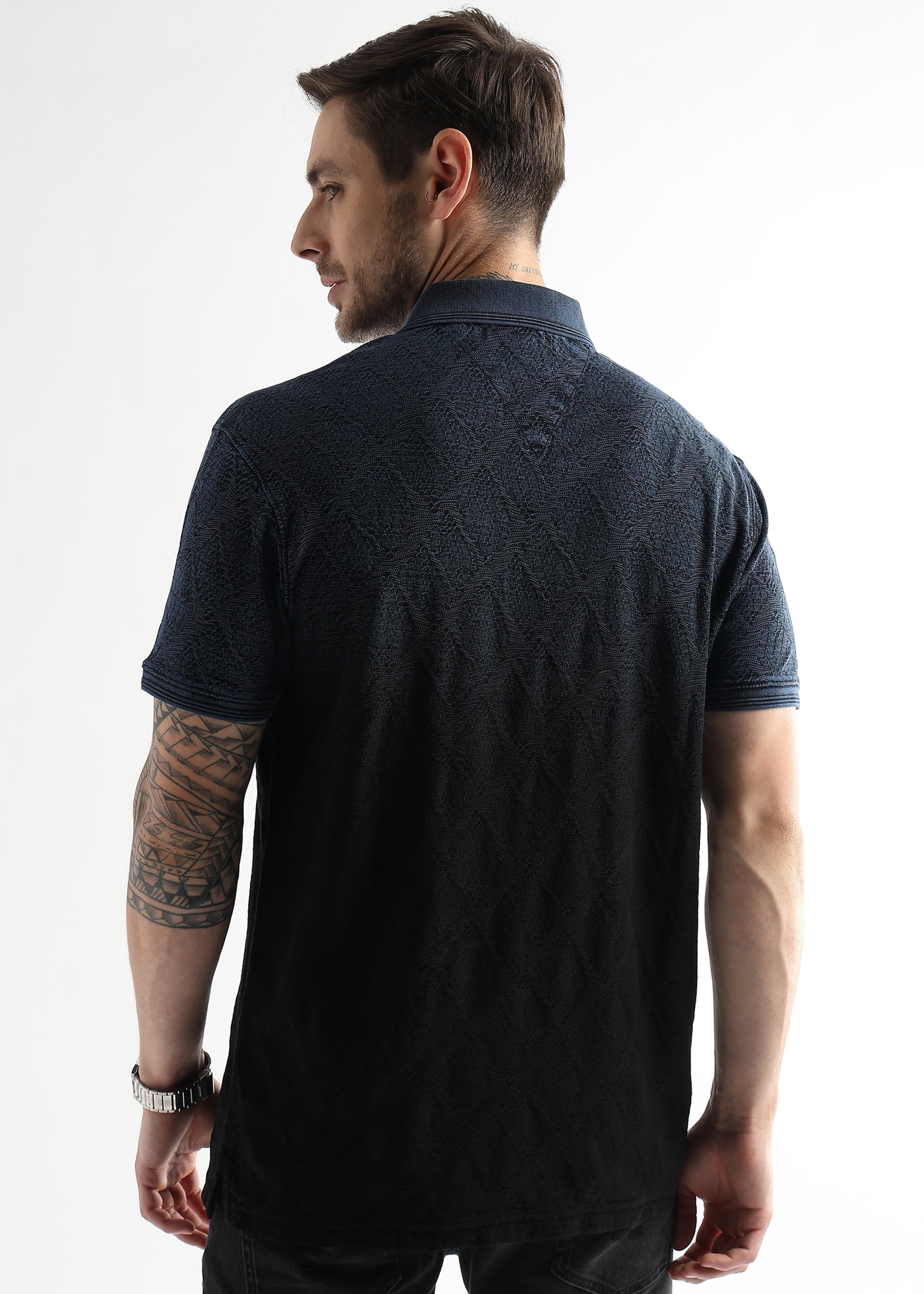 Chaos Black Heavy Textured Polo T-shirt