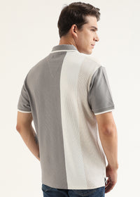 Ash Grey Half-Zip Structured Polo T-Shirt