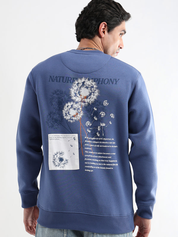 Nature Symphony  Embroided Med Blue Sweatshirt