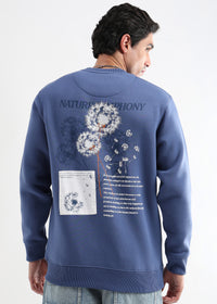 Nature Symphony  Embroided Med Blue Sweatshirt