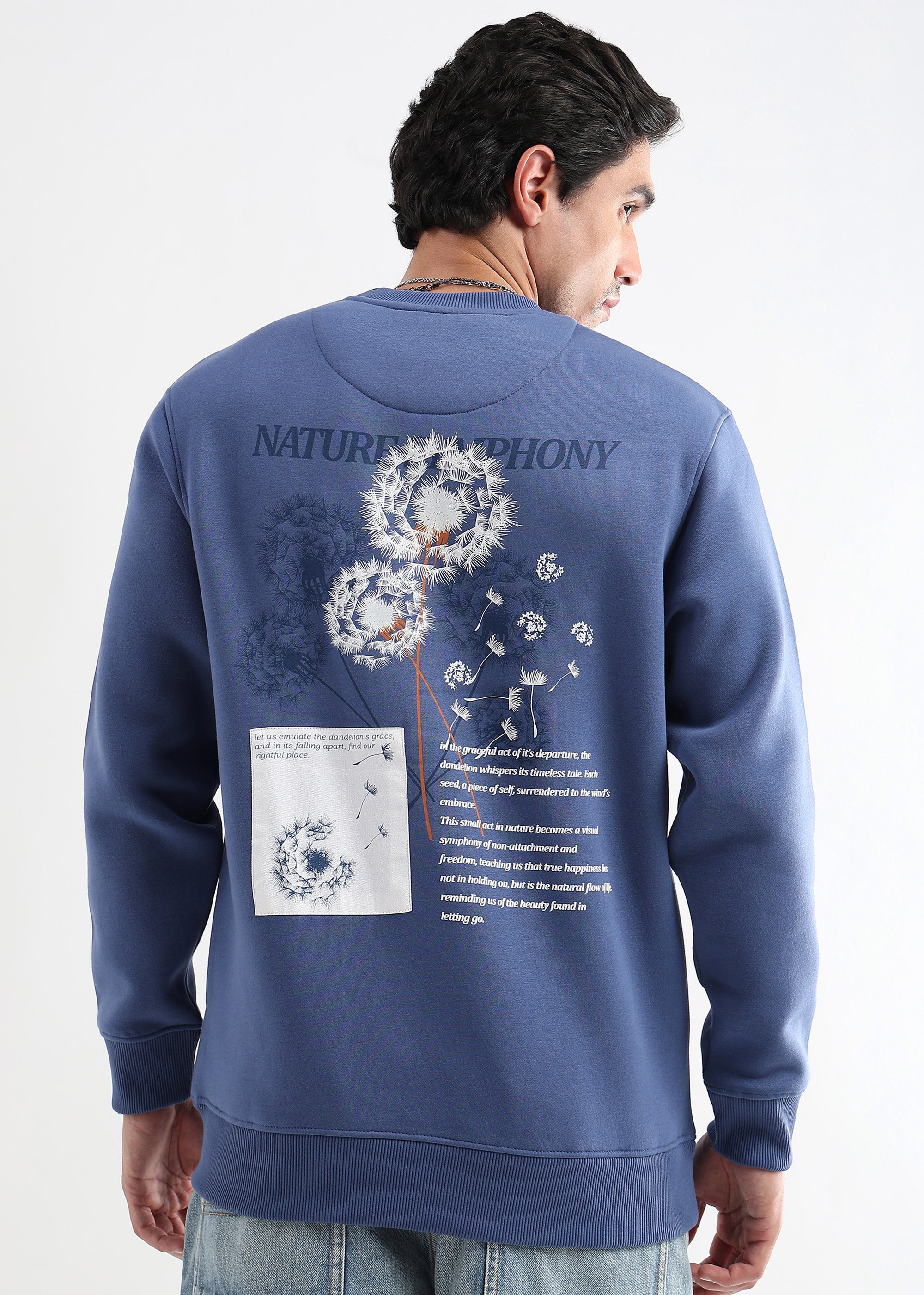 Nature Symphony  Embroided Med Blue Sweatshirt