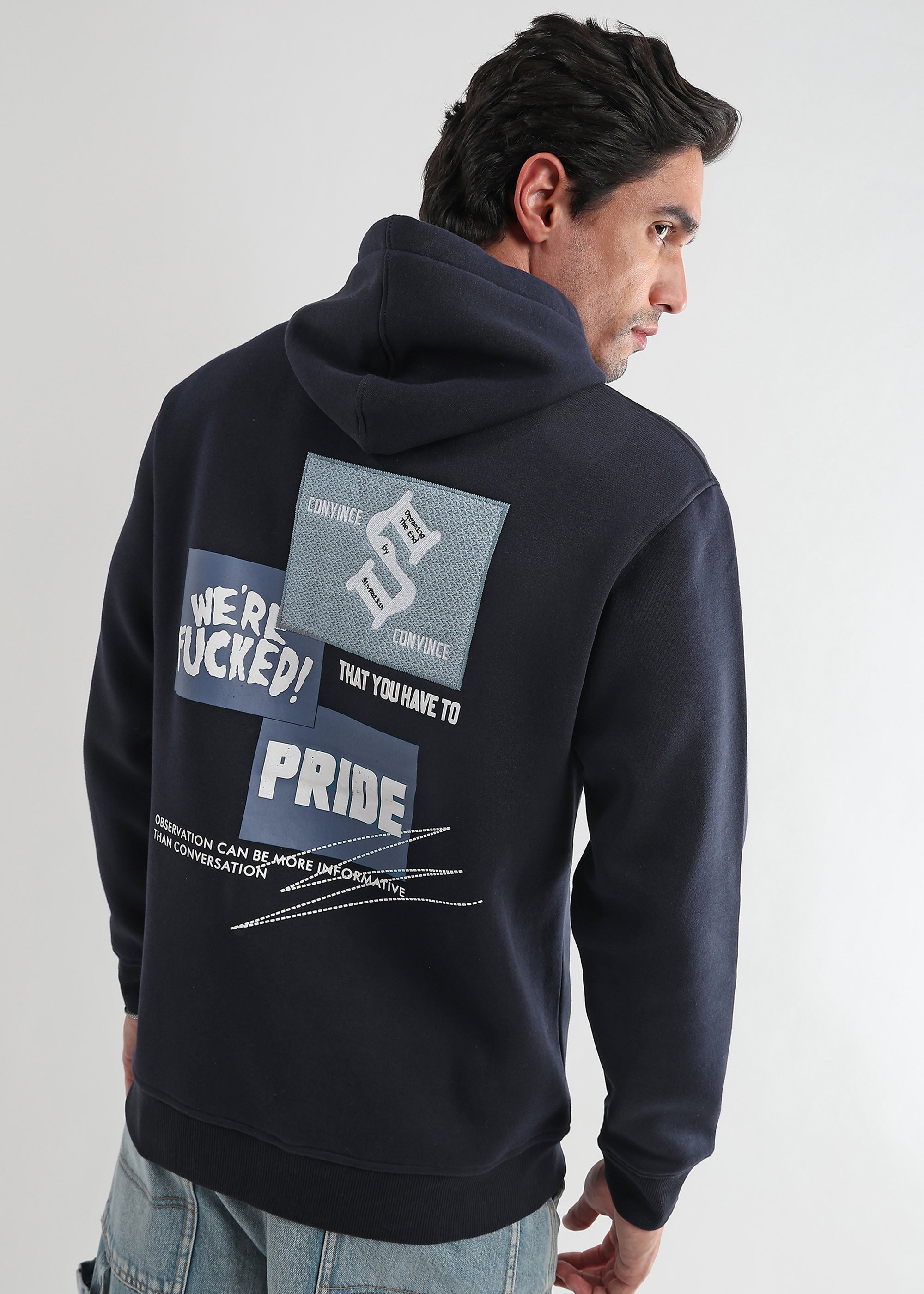 We’re Fucked! Navy Iris Cotton Hoodie