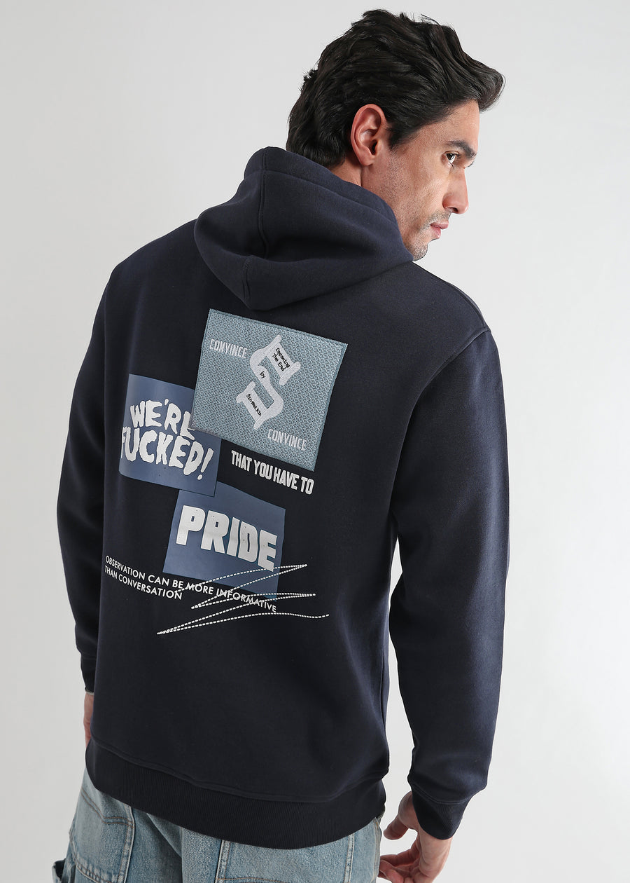 We’re Fucked! Navy Iris Cotton Hoodie