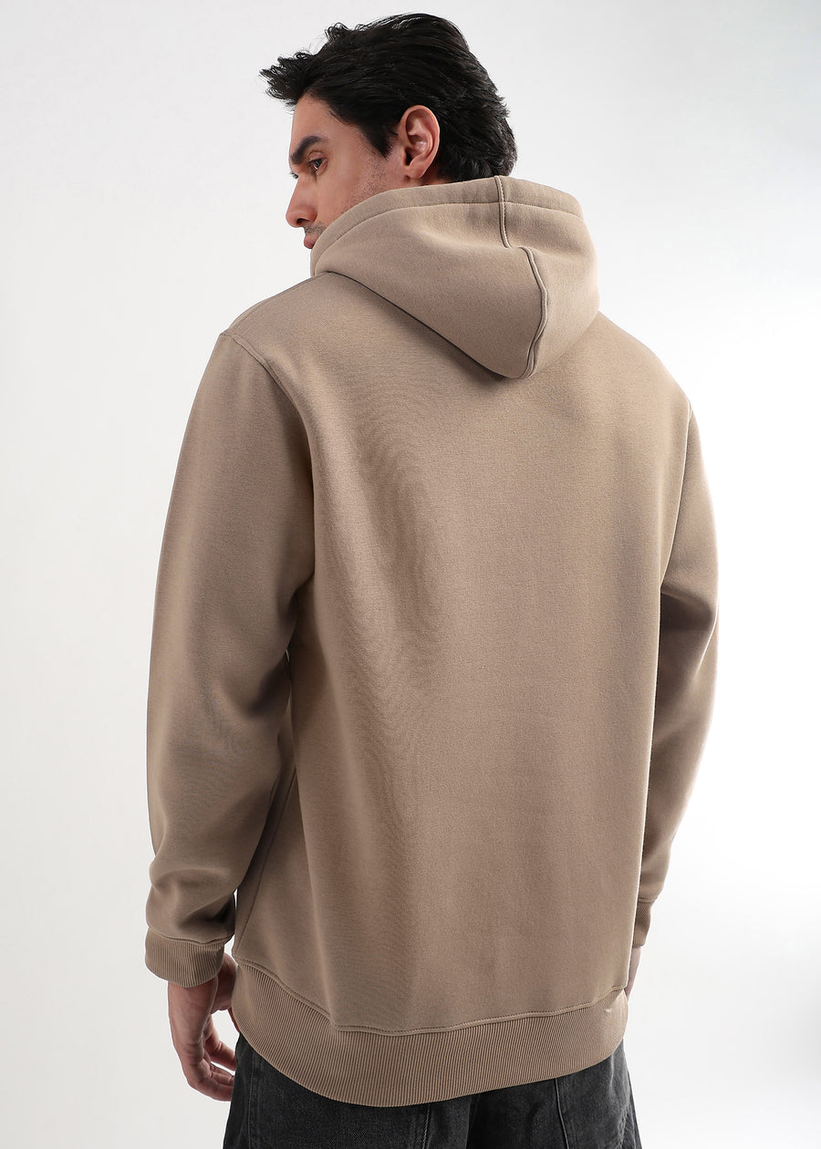 Embrace Biscuit Brown Zip-Top Cotton Hoodie