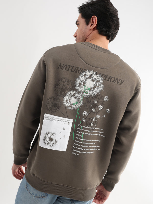 Nature Symphony Biscuit Brown Embroided Sweatshirt