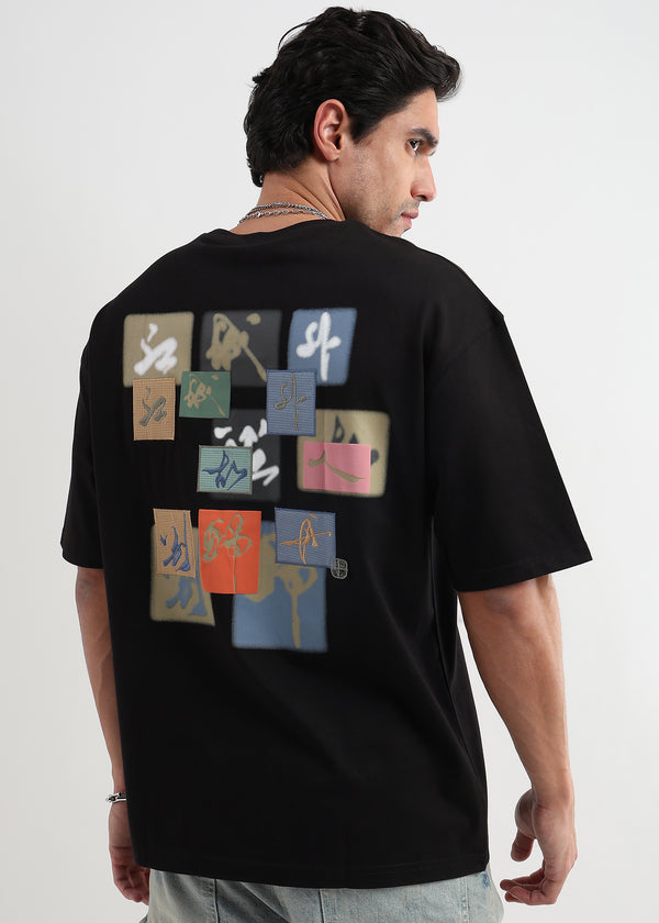 Underworld Black Japanese Patchwork Oversized T-Shirt