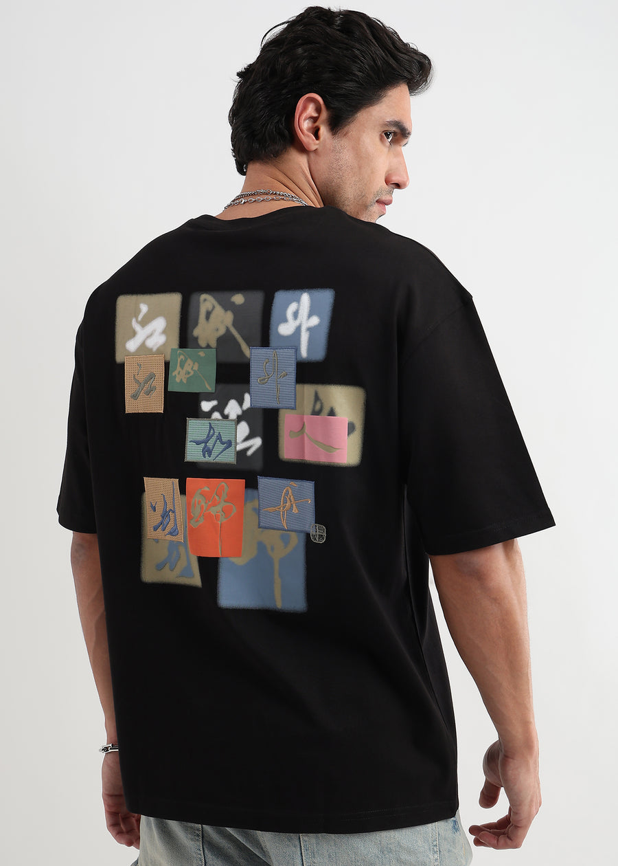 Underworld Black Japanese Patchwork Oversized T-Shirt