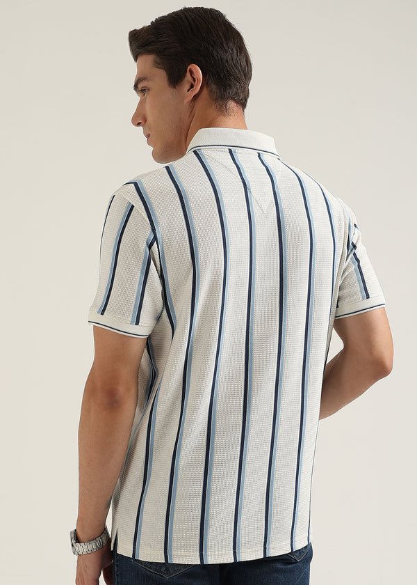 Steel Blue Cortéz Knit Half Zip Polo T-Shirt
