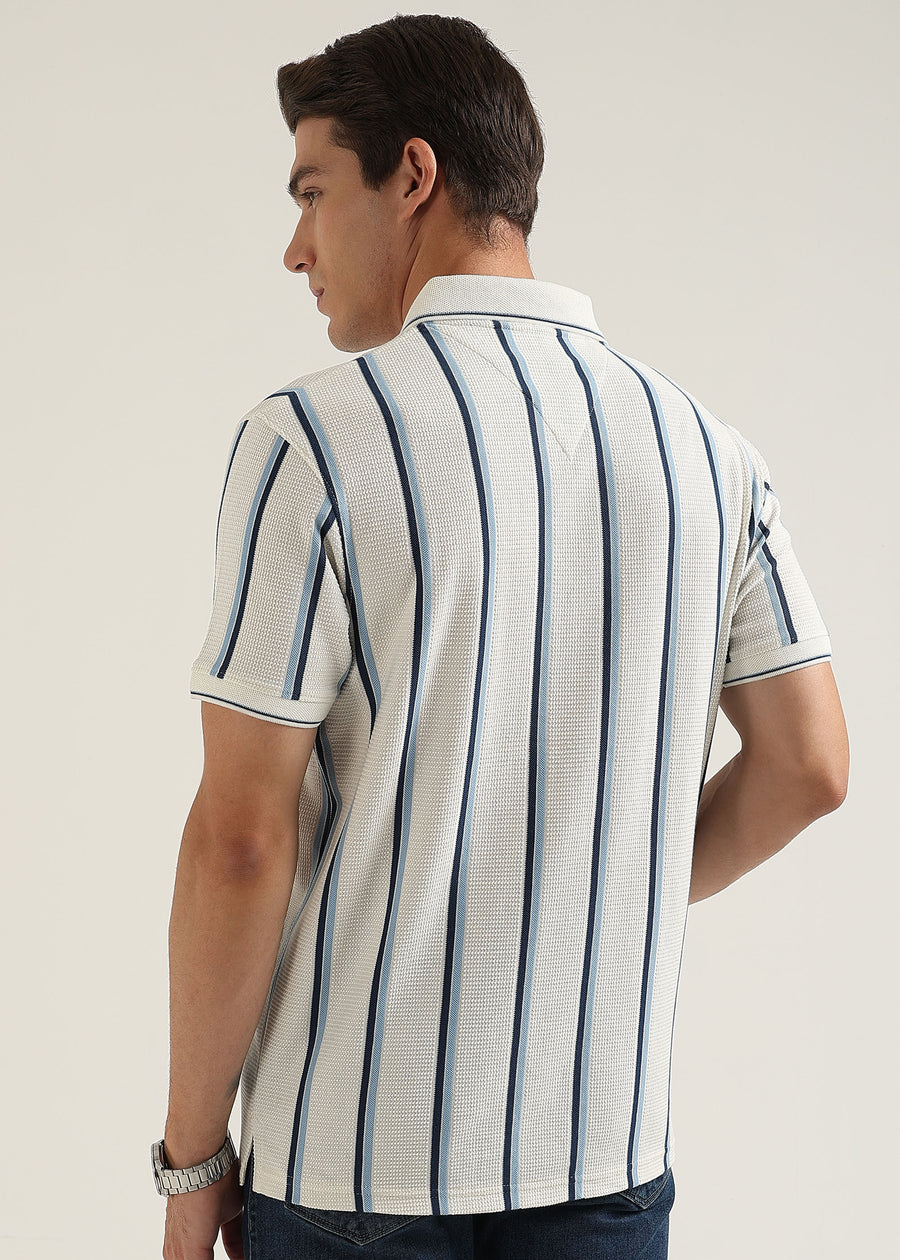 Steel Blue Cortéz Knit Half Zip Polo T-Shirt