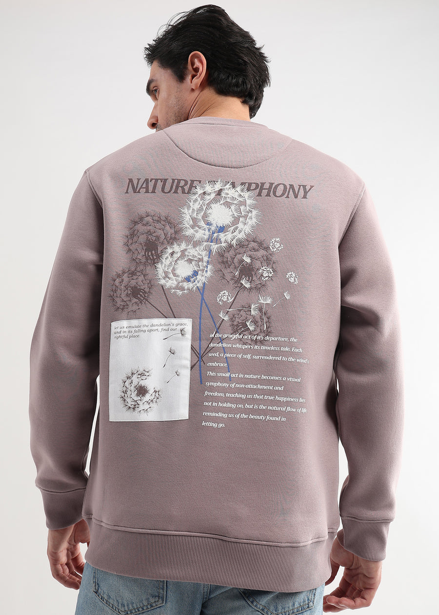 Nature Symphony Dusty Pink Embroided Sweatshirt