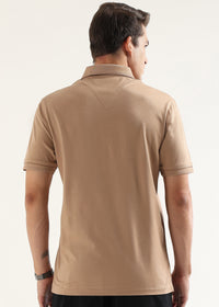 Mocha Cream Mercerised Cotton Polo T-Shirt